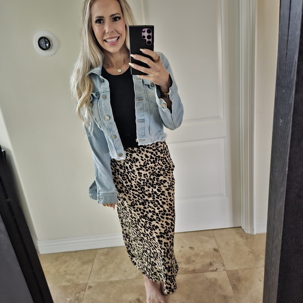 Halogen leopard print midi skirt